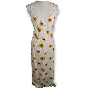 J FOR JUSTIFY WHITE & YELLOW SUNFLOWER PRINT MAXI DRESS SZ.2X EUC